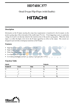 HD74HC377 datasheet - Octal D-type Flip-Flops (with Enable)