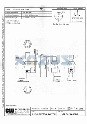 GPB024A05BR datasheet - PUSH BUTTON SWITCH