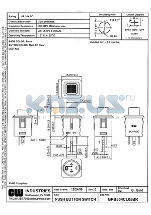 GPB554CL05BR datasheet - PUSH BUTTON SWITCH