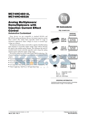 MC74HC4851AD datasheet - Analog Multiplexers/Demultiplexers with Injection Current Effect Control