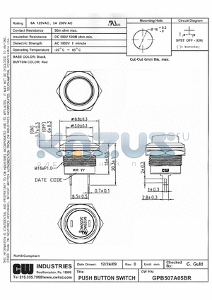 GPB507A05BR datasheet - PUSH BUTTON SWITCH