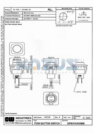 GPB510A05BB datasheet - PUSH BUTTON SWITCH