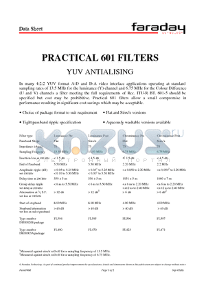 FL595 datasheet - PRACTICAL 601 FILTERS