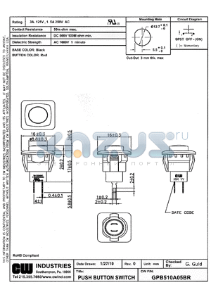 GPB510A05BR datasheet - PUSH BUTTON SWITCH