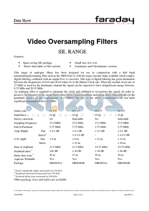 FL676 datasheet - Video Oversampling Filters