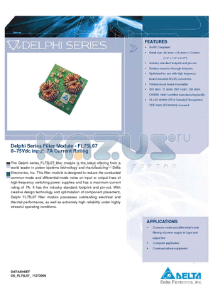 FL75L05A datasheet - Delphi Series Filter Module 0~75Vdc input, 7A Current Rating