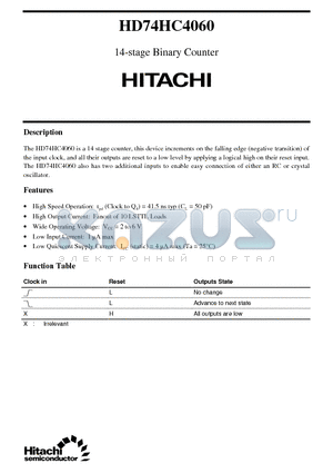 HD74HC4060 datasheet - 14-stage Binary Counter