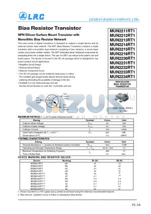 MUN2216RT1 datasheet - Bias Resistor Transistor