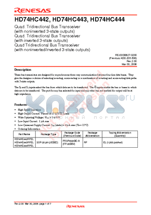 HD74HC442 datasheet - Quad. Tridirectional Bus Transceiver(with noninverted 3-state outputs)/(with inverted 3-state outputs)/(with noninverted/inverted 3-state outputs)