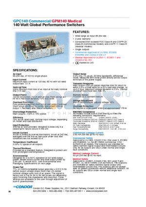 GPC140-15 datasheet - 140 Watt Global Performance Switchers