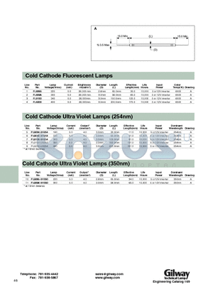 FL9200 datasheet - Cold Cathode Fluorescent Lamps