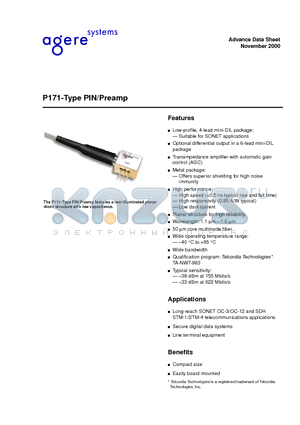 P171A016BAA datasheet - P171-Type PIN/Preamp