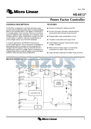 ML4812CP datasheet - Power Factor Controller