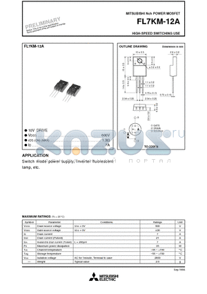 FL7KM-12A datasheet - Nch POWER MOSFET HIGH-SPEED SWITCHING USE