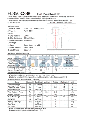 FL850-03-80 datasheet - High Power type LED