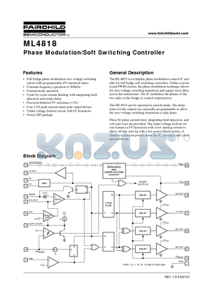 ML4818CP datasheet - Phase Modulation/Soft Switching Controller