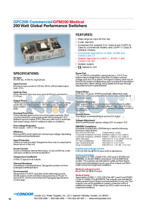 GPC200D datasheet - 200 Watt Global Performance Switchers