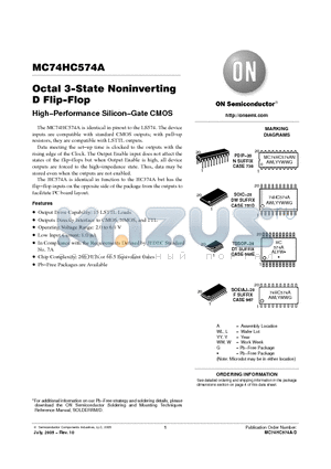 MC74HC574ANG datasheet - Octal 3−State Noninverting D Flip−Flop High−Performance Silicon−Gate CMOS