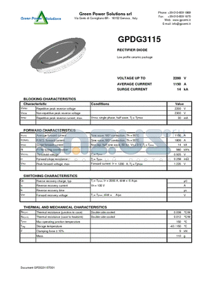 GPDG3115 datasheet - RECTIFIER DIODE