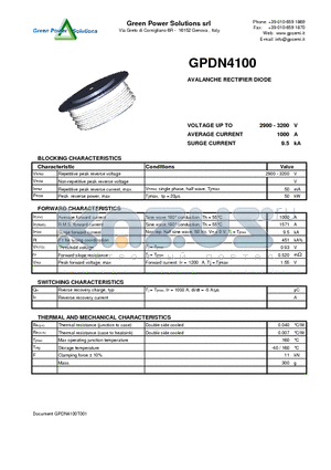 GPDN4100 datasheet - AVALANCHE RECTIFIER DIODE