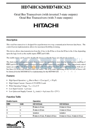 HD74HC620 datasheet - Octal Bus Transceivers(with inverted 3-state outputs)