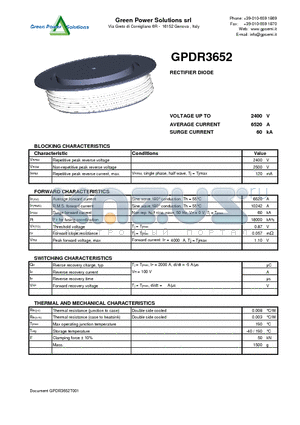 GPDR3652 datasheet - RECTIFIER DIODE