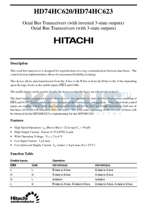 HD74HC623 datasheet - Octal Bus Transceivers(with inverted 3-state outputs)