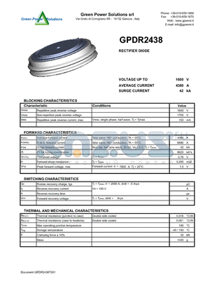 GPDR2438 datasheet - RECTIFIER DIODE