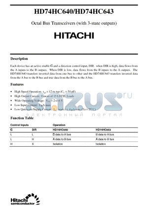 HD74HC640 datasheet - Octal Bus Transceivers (with 3-state outputs)
