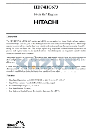 HD74HC673 datasheet - 16-bit Shift Register