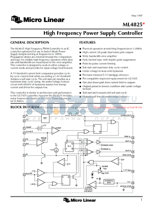 ML4825 datasheet - High Frequency Power Supply Controller