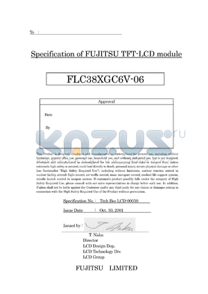 FLC38XGC6V-06 datasheet - Specification of FUJITSU TFT-LCD module
