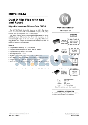 MC74HC74A_11 datasheet - Dual D Flip-Flop with Set and Reset