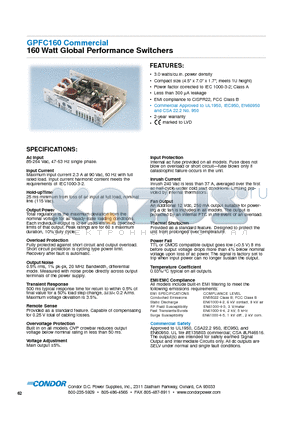 GPFC160-12 datasheet - 160 Watt Global Performance Switchers
