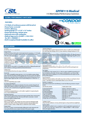 GPFM115-5 datasheet - 115 Watt Global Performance Switchers