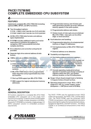 P1757ME-40QLM datasheet - COMPLETE EMBEDDED CPU SUBSYSTEM