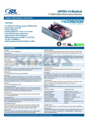 GPFM115-12 datasheet - 115 Watt Global Performance Switchers