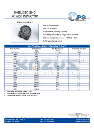 P177032C102M datasheet - SHIELDED SMD POWER INDUCTOR