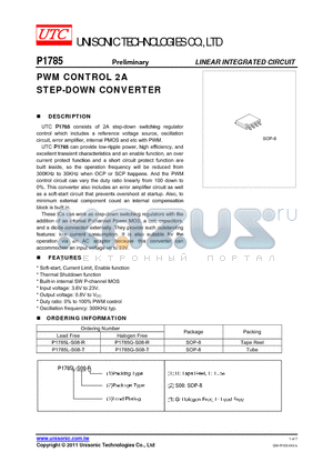 P1785 datasheet - PWM CONTROL 2A STEP-DOWN CONVERTER