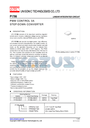 P1786-S08-T datasheet - PWM CONTROL 3A STEP-DOWN CONVERTER