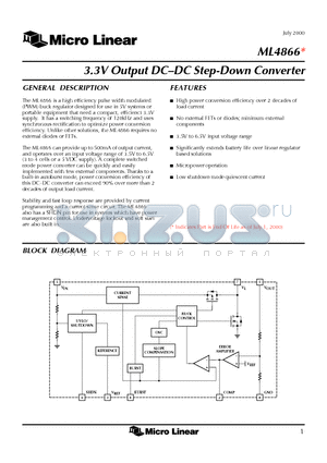 ML4866CS datasheet - 3.3V Output DC-DC Step-Down Converter