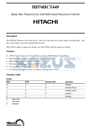 HD74HCT449 datasheet - Quad. Bus Transceivers with Individual Direction Controls