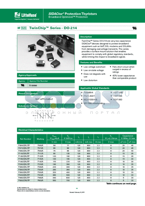 P1802SALRP datasheet - TwinChip Series DO-214 are very low capacitance SIDACtor^ devices designed