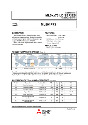 ML501P73 datasheet - ML5xx73 LD SERIES