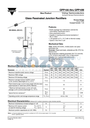 GPP10D datasheet - Glass Passivated Junction Rectifiers