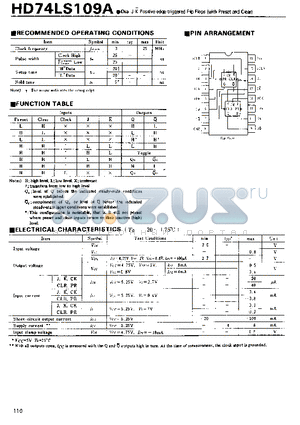 HD74LS109A datasheet - Dual J-K Positive-edge-triggered Flip-Flops(with Preset and Clear)