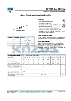 GPP20J-E3-54 datasheet - Glass Passivated Junction Rectifier