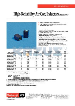 ML536RAT datasheet - High-Reliability Air Core Inductors