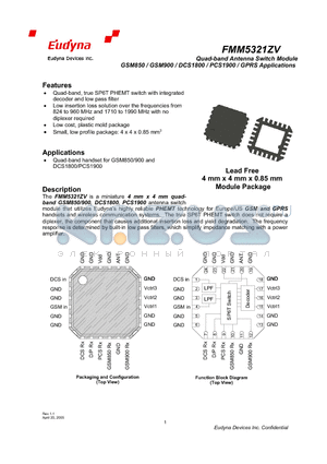 GPRS datasheet - Quad-band Antenna Switch Module