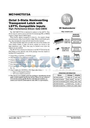 MC74HCT573ADTR2 datasheet - Octal 3−State Noninverting Transparent Latch with LSTTL Compatible Inputs